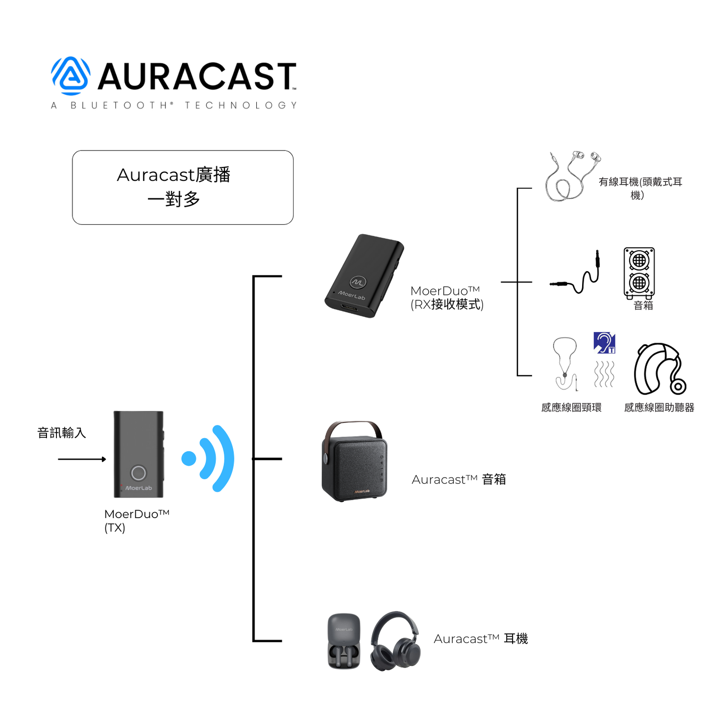 MoerDuo™Auracast™廣播音訊收發器
