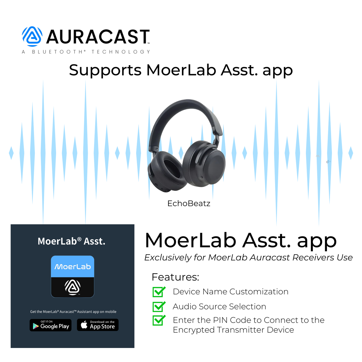 EchoBeatz™ 主動降噪Auracast™ 無線耳機 (配發射器)